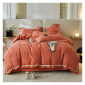 Geometric Waffle-Textured Cotton Duvet Cover Set, 4-Piece