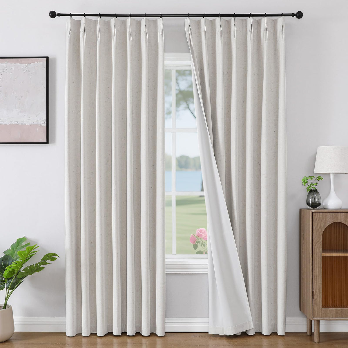 Joydeco ZJM647 Light-Filtering Linen-Blend Curtains