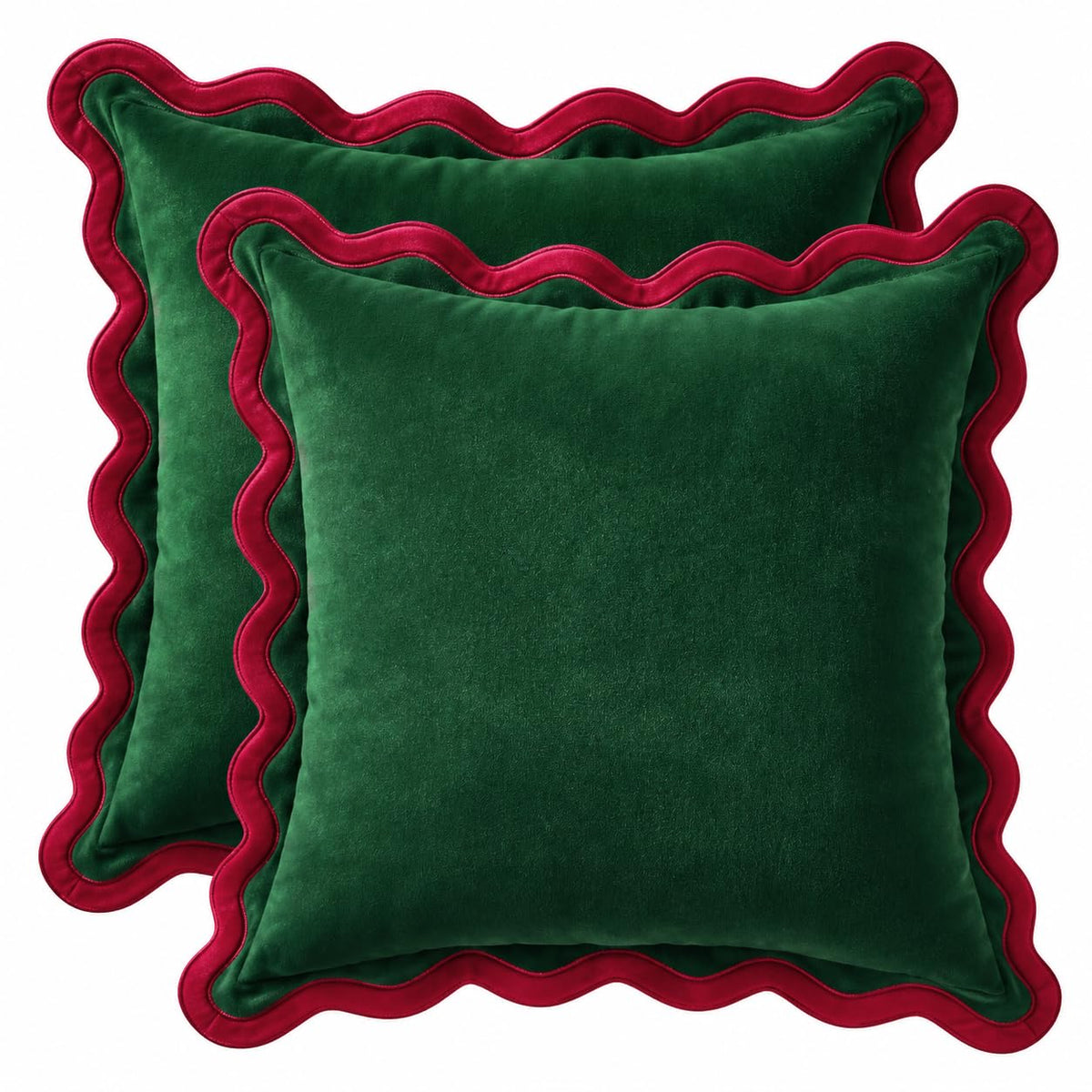 MONDAY MOOSE Velvet Scalloped Throw Pillow Covers, Set of 2