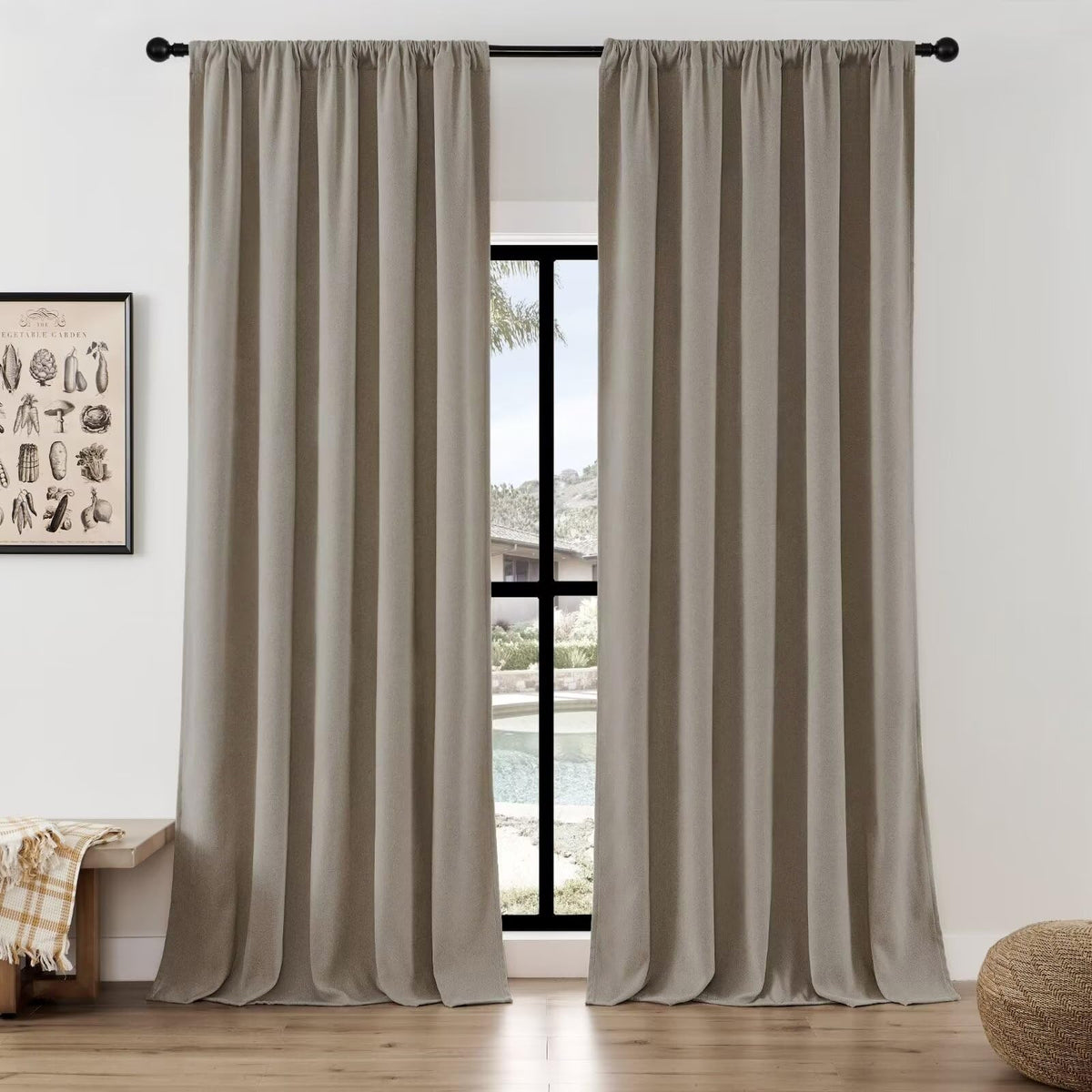 Joydeco ZJM647 Light-Filtering Linen-Blend Curtains