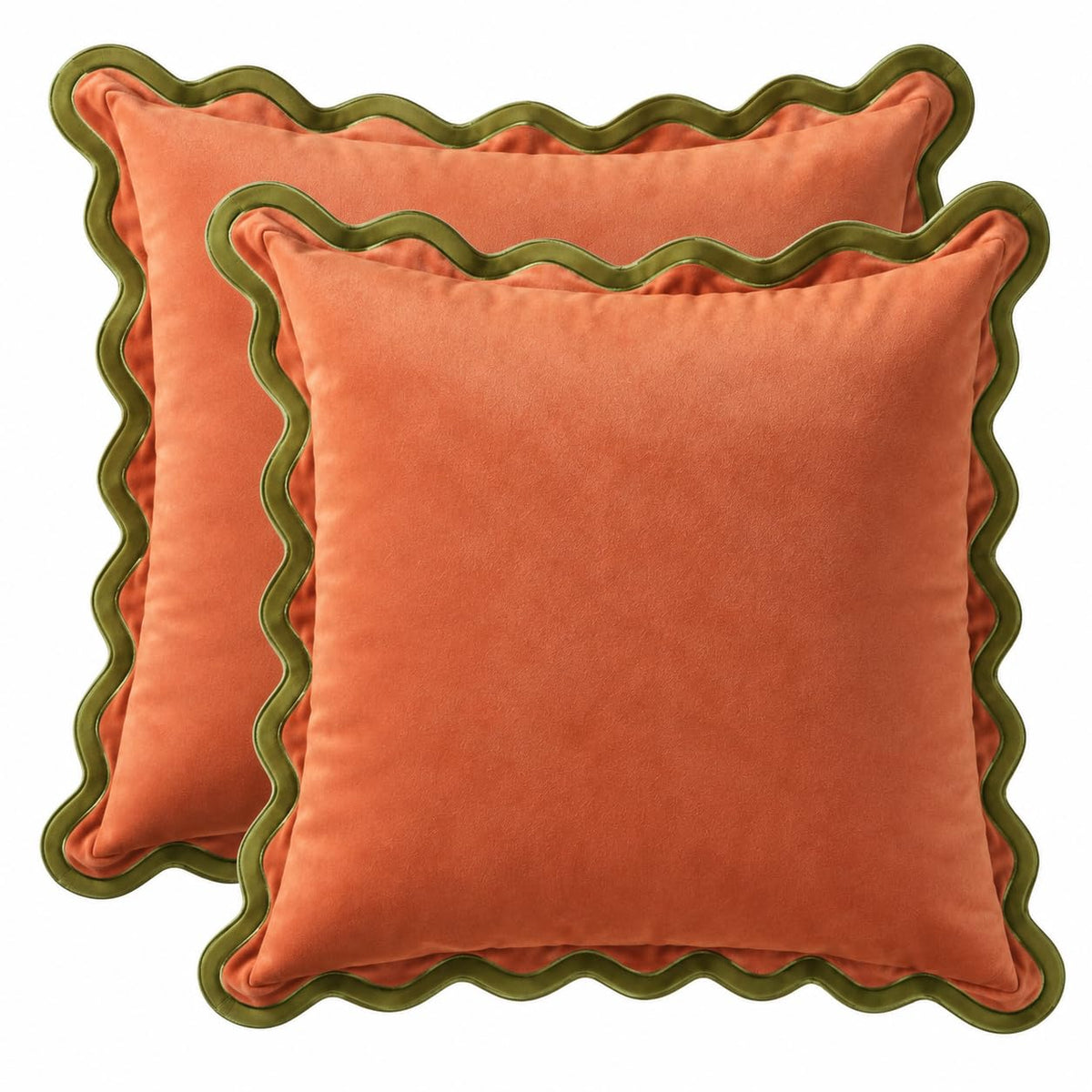 MONDAY MOOSE Velvet Scalloped Throw Pillow Covers, Set of 2