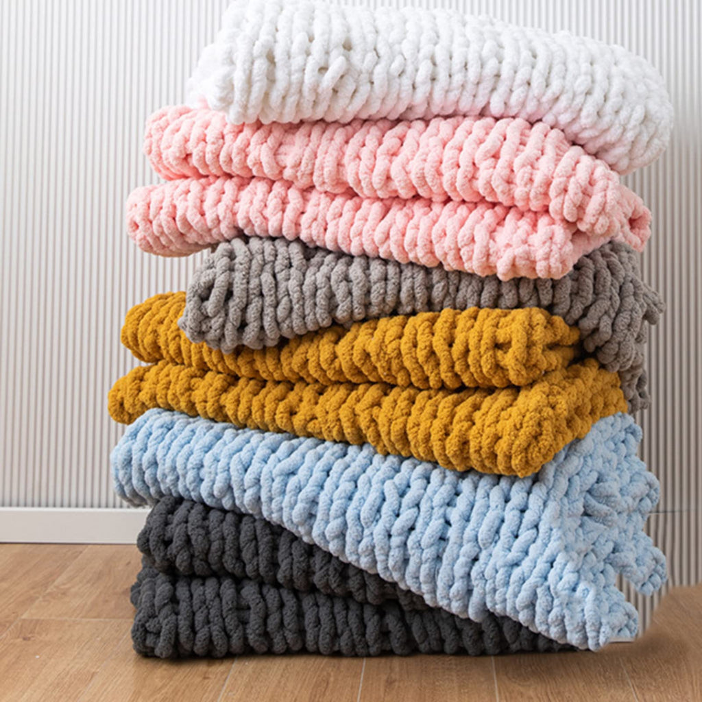 ZDJZMGZ Handmade Chenille Chunky Knit Throw, 120 x 150 cm
