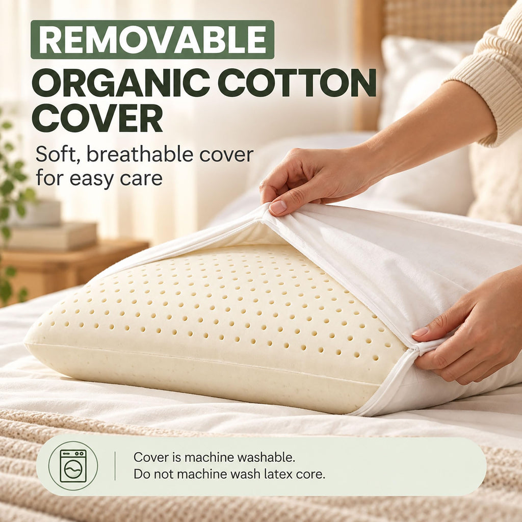 ORGANIC TEXTILES Latex Pillow with GOTS Organic Cotton Cover