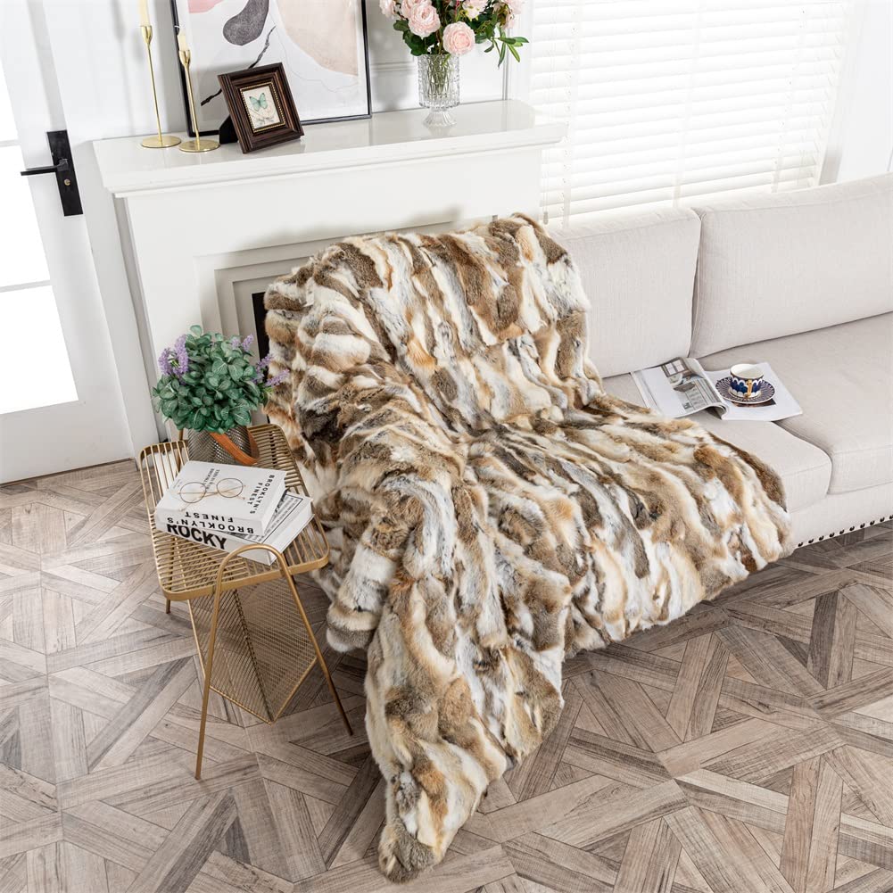yingda1992 Real Fur Blanket for Cozy Home Decor
