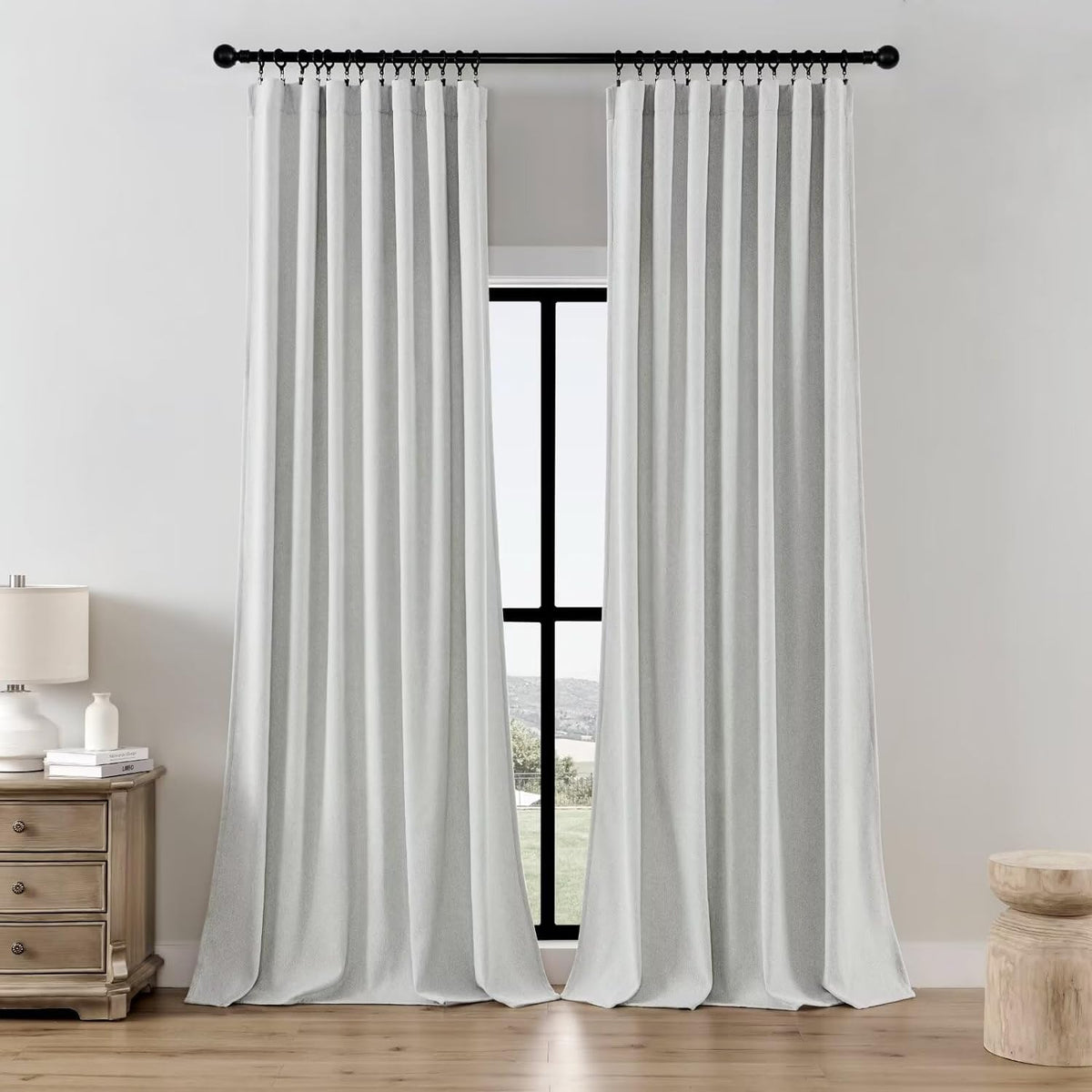 Joydeco ZJM647 Light-Filtering Linen-Blend Curtains