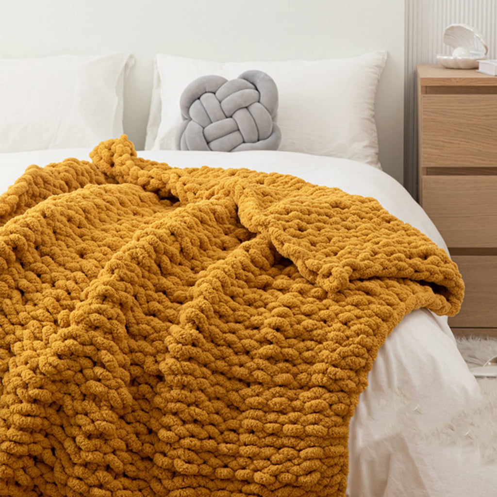 ZDJZMGZ Handmade Chenille Chunky Knit Throw, 120 x 150 cm