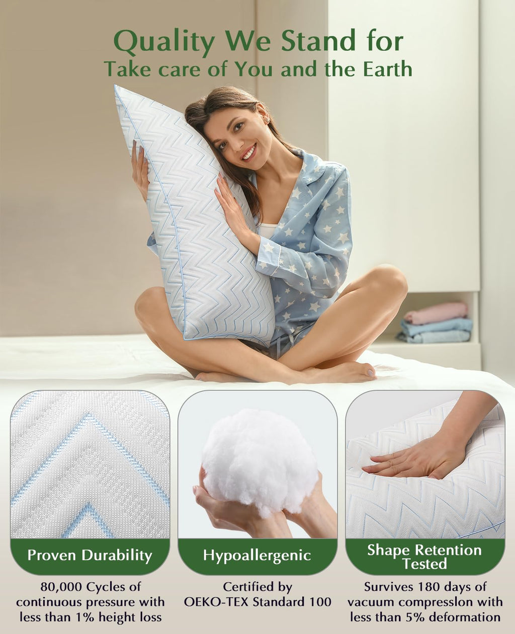 DIORIS Luxury Hotel Collection Queen Bed Pillows, Set of 2
