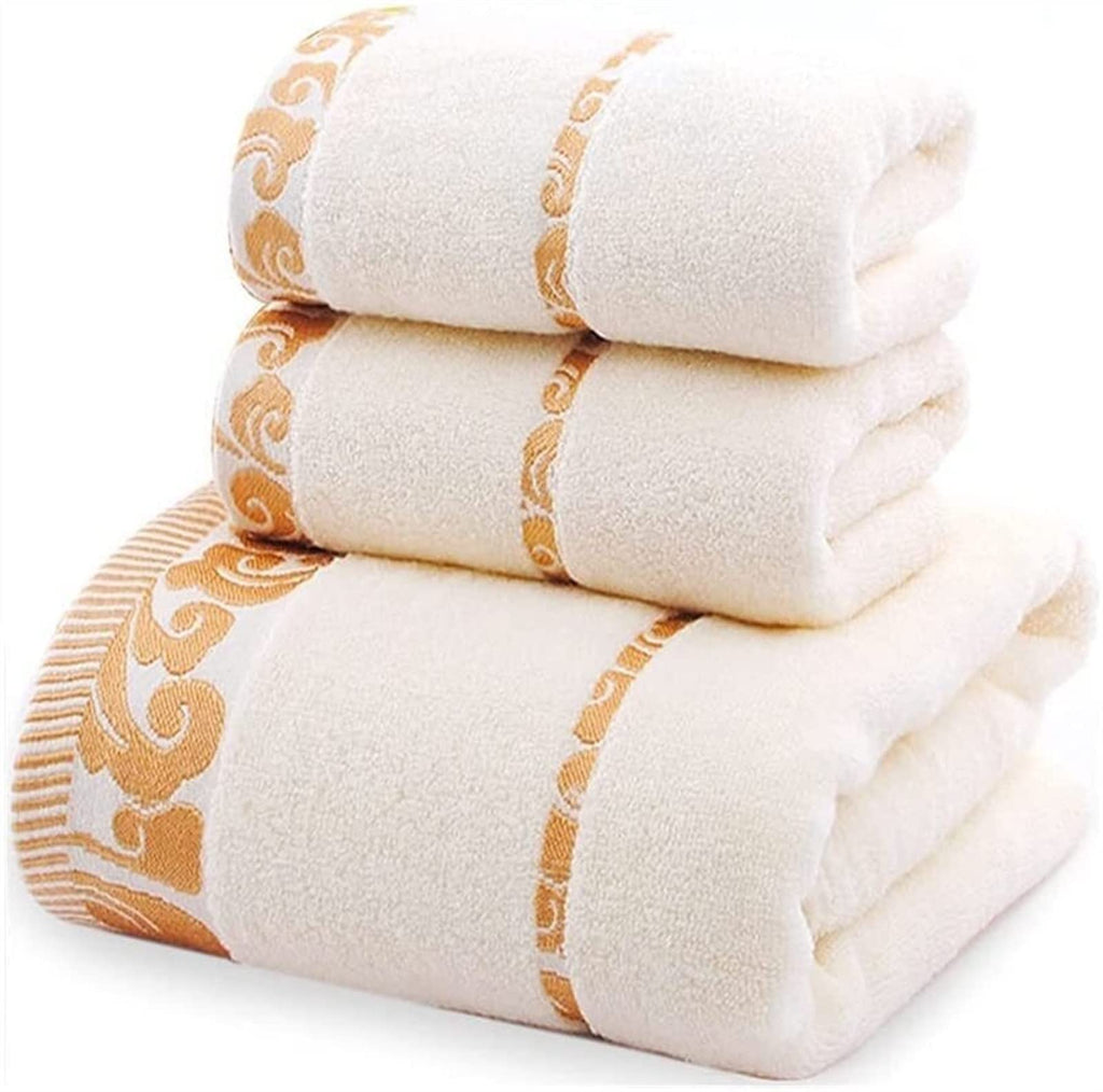 3-Piece Cotton Bath Towel Set with 2 Hand Towels
