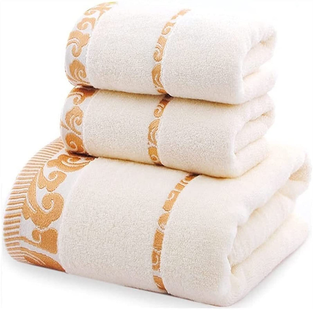 3-Piece Cotton Bath Towel Set with 2 Hand Towels