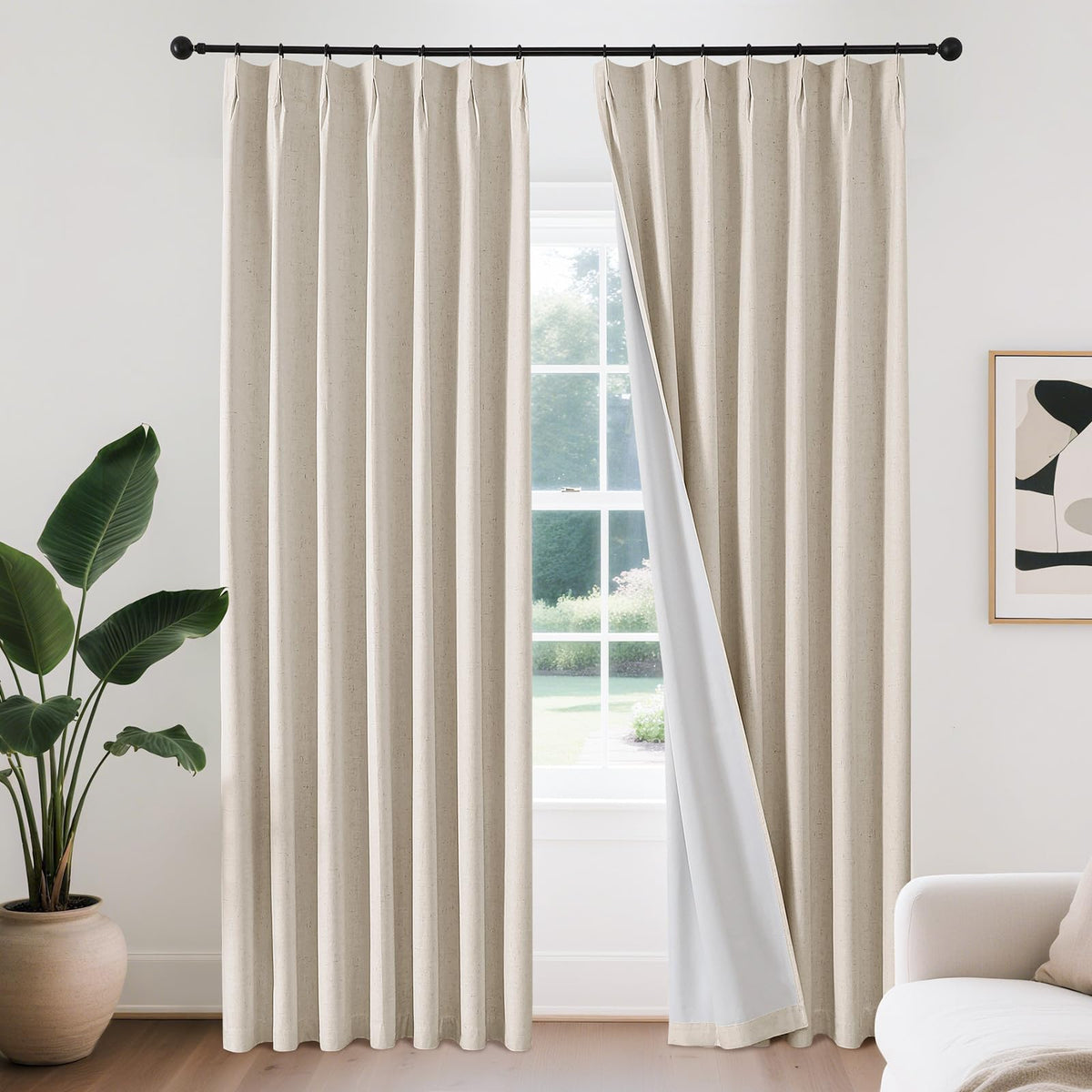 Joydeco ZJM647 Light-Filtering Linen-Blend Curtains