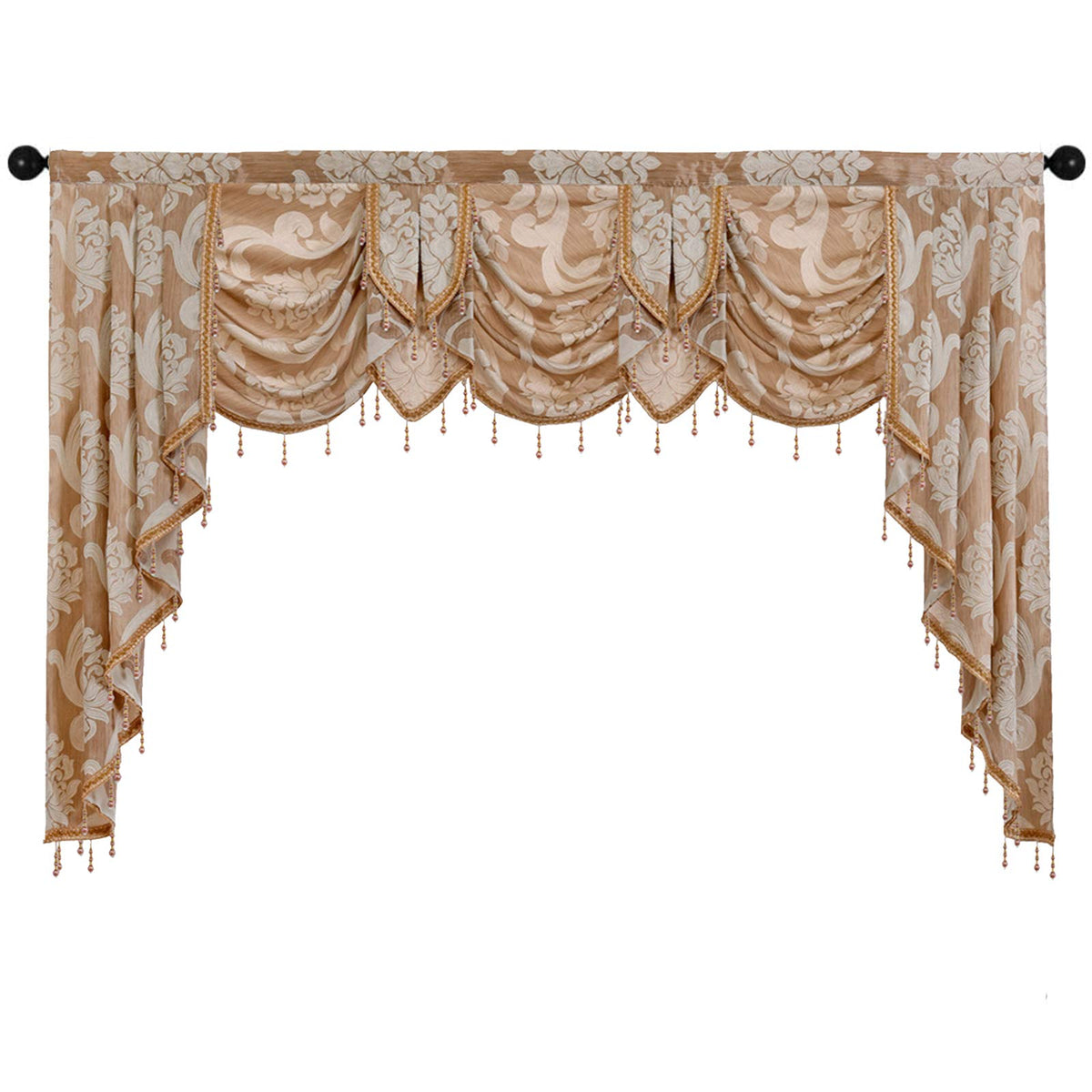 NAPEARL European Jacquard Waterfall Swag Curtain Valance