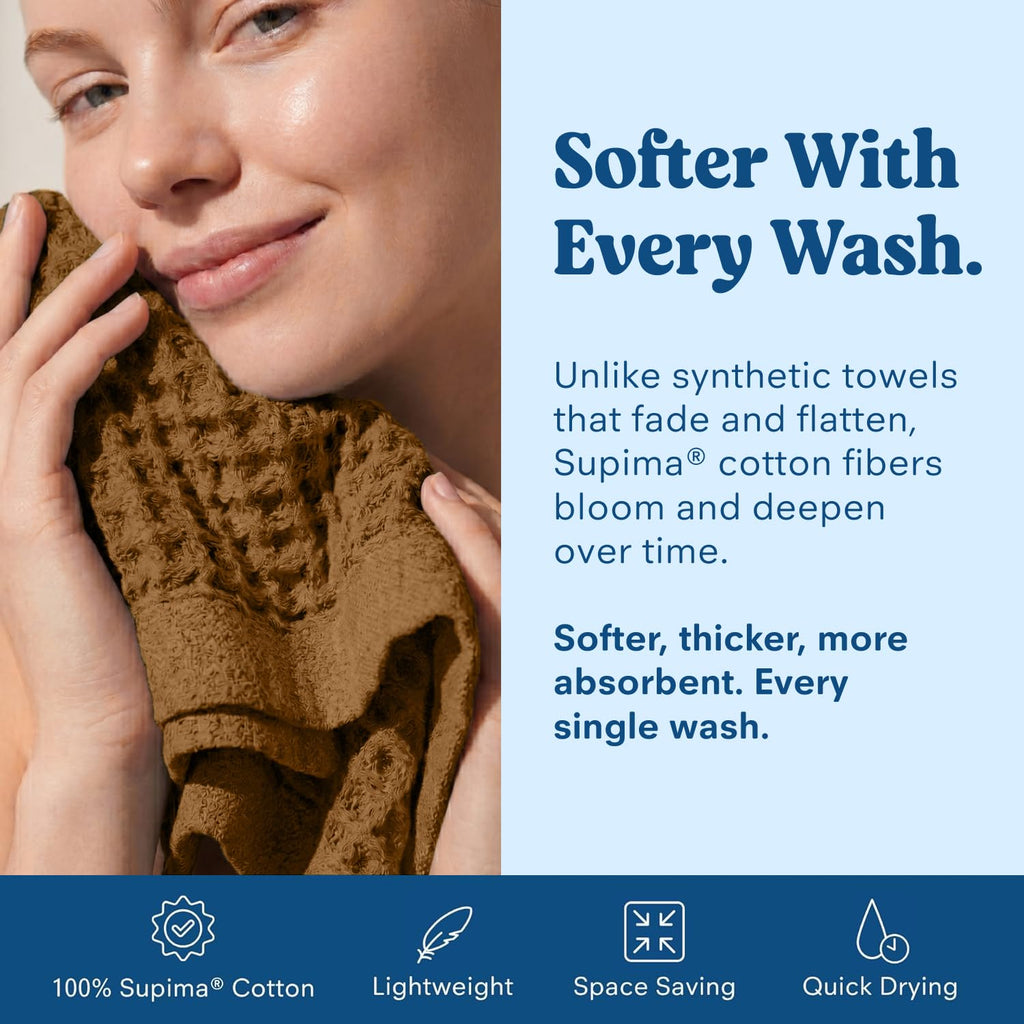 ONSEN Golden Ochre Supima Cotton Waffle Bath Sheet Set