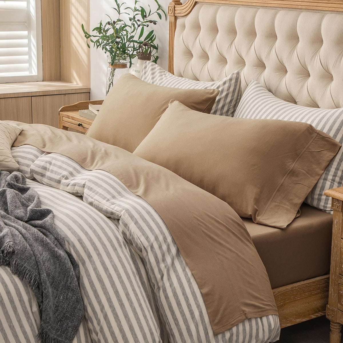 PURE ERA Soft Jersey Knit Cotton Bed Sheet Set