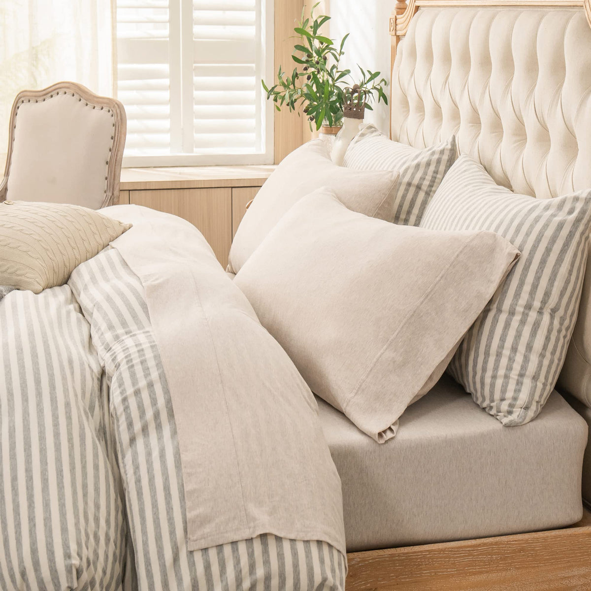PURE ERA Soft Jersey Knit Cotton Bed Sheet Set
