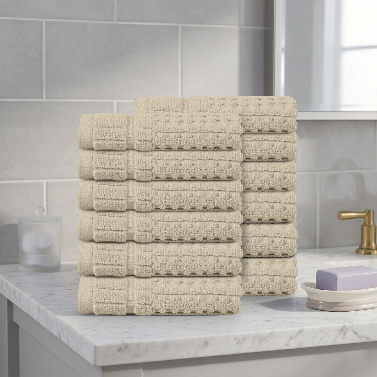 Home Weavers Willow 630 GSM Cotton Washcloths, Set of 6