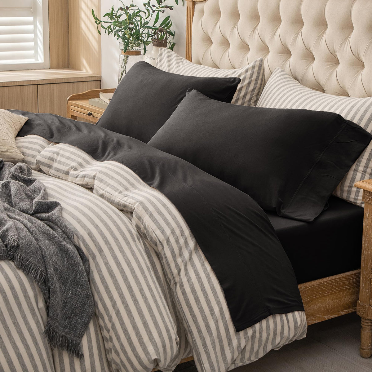 PURE ERA Soft Jersey Knit Cotton Bed Sheet Set