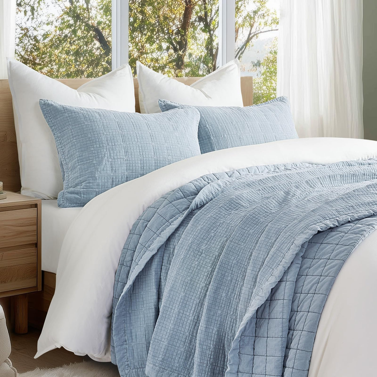 EVERGRACEHOME Stonewashed Cotton Quilt Bedding Set