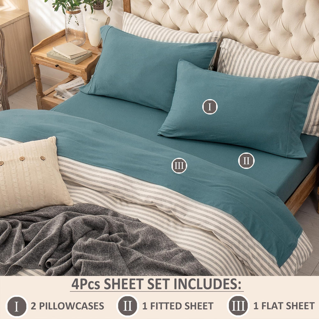 PURE ERA Soft Jersey Knit Cotton Bed Sheet Set