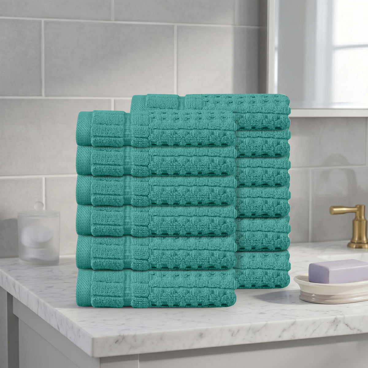 Home Weavers Willow 630 GSM Cotton Washcloths, Set of 6
