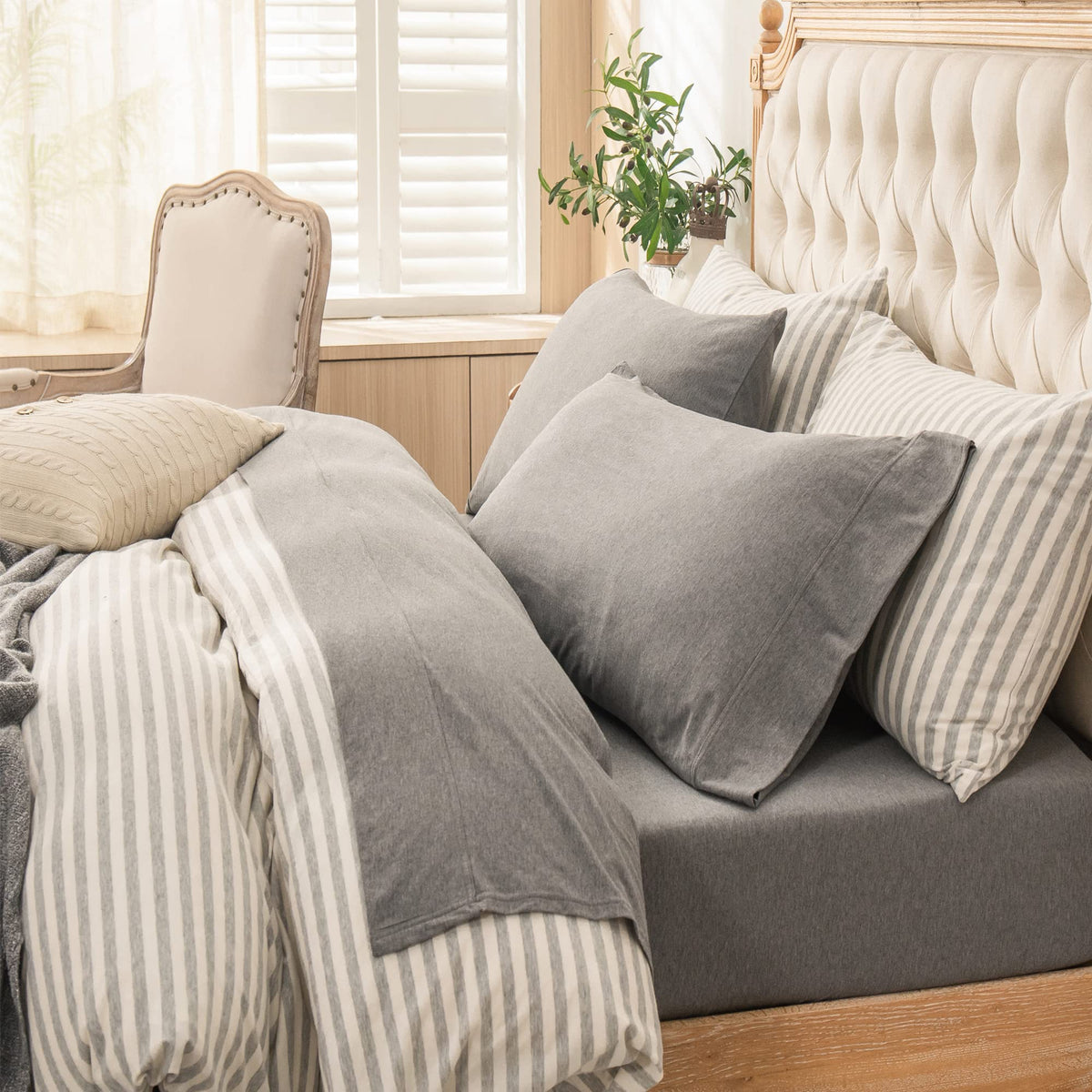 PURE ERA Soft Jersey Knit Cotton Bed Sheet Set