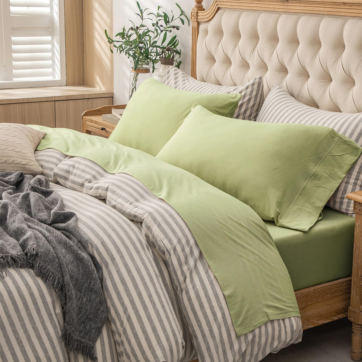 PURE ERA Soft Jersey Knit Cotton Bed Sheet Set