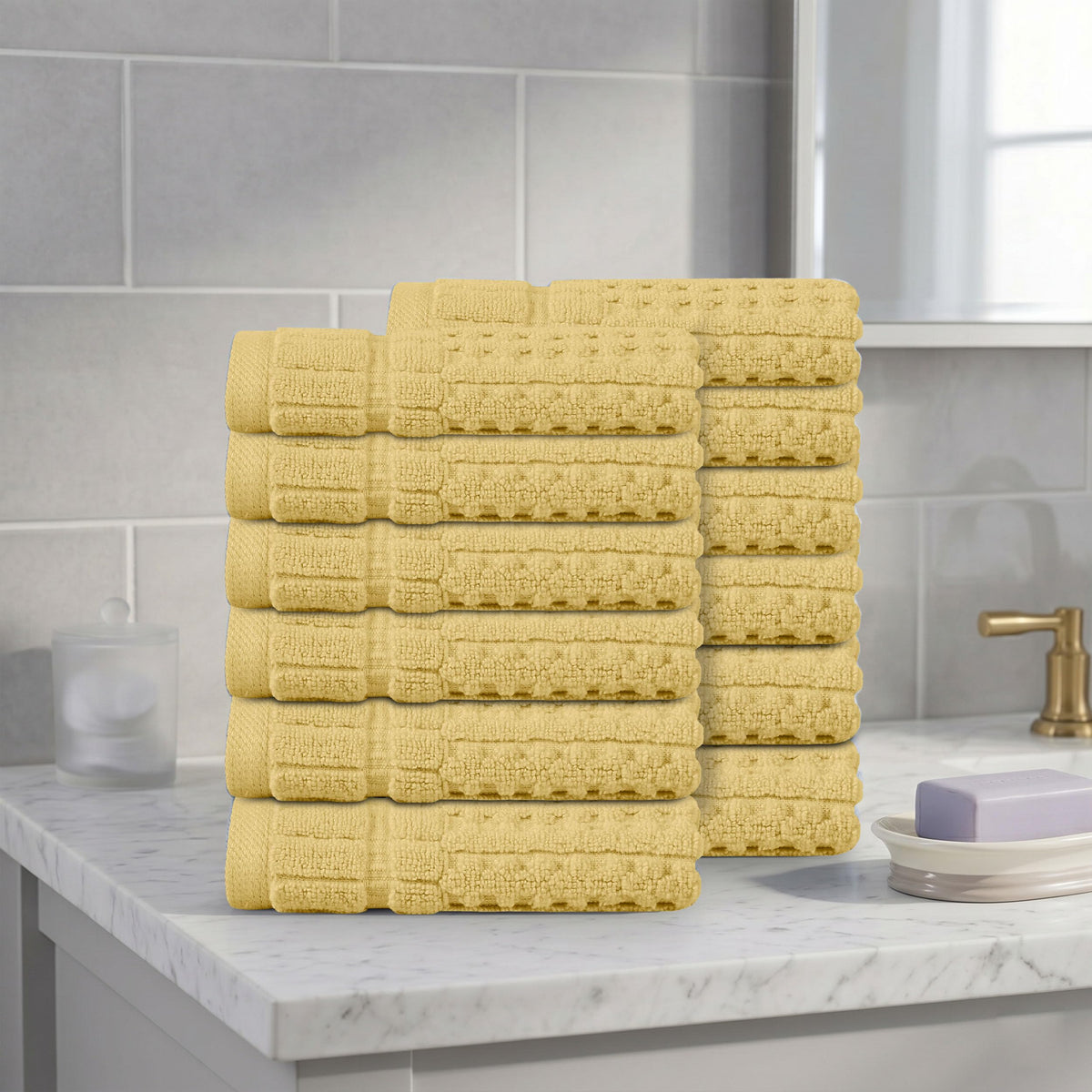 Home Weavers Willow 630 GSM Cotton Washcloths, Set of 6