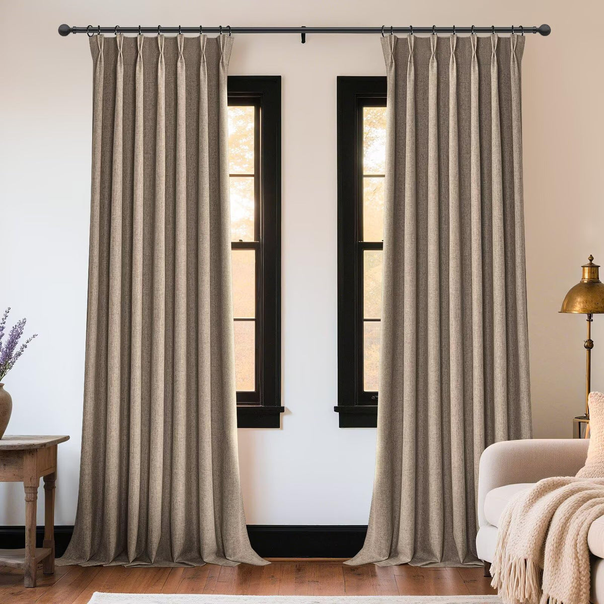 Joydeco ZJM647 Light-Filtering Linen-Blend Curtains