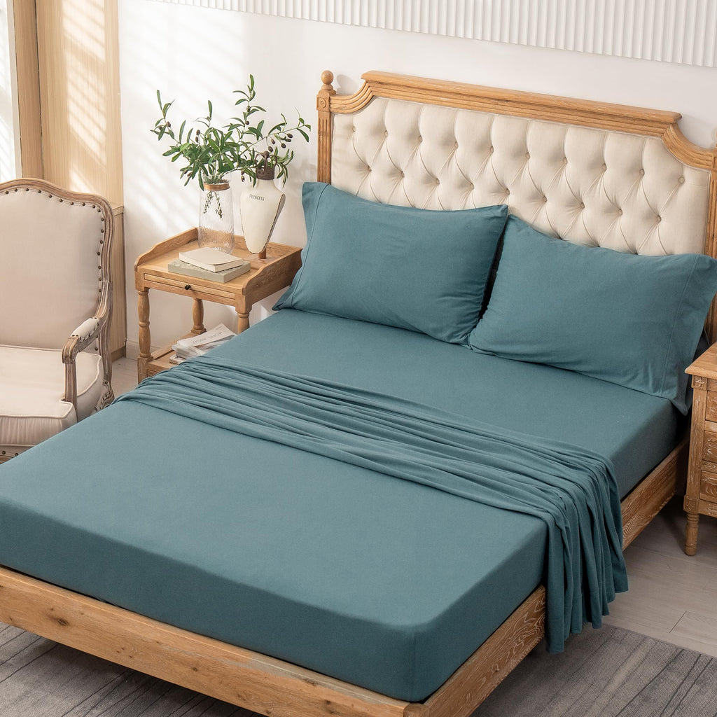 PURE ERA Soft Jersey Knit Cotton Bed Sheet Set
