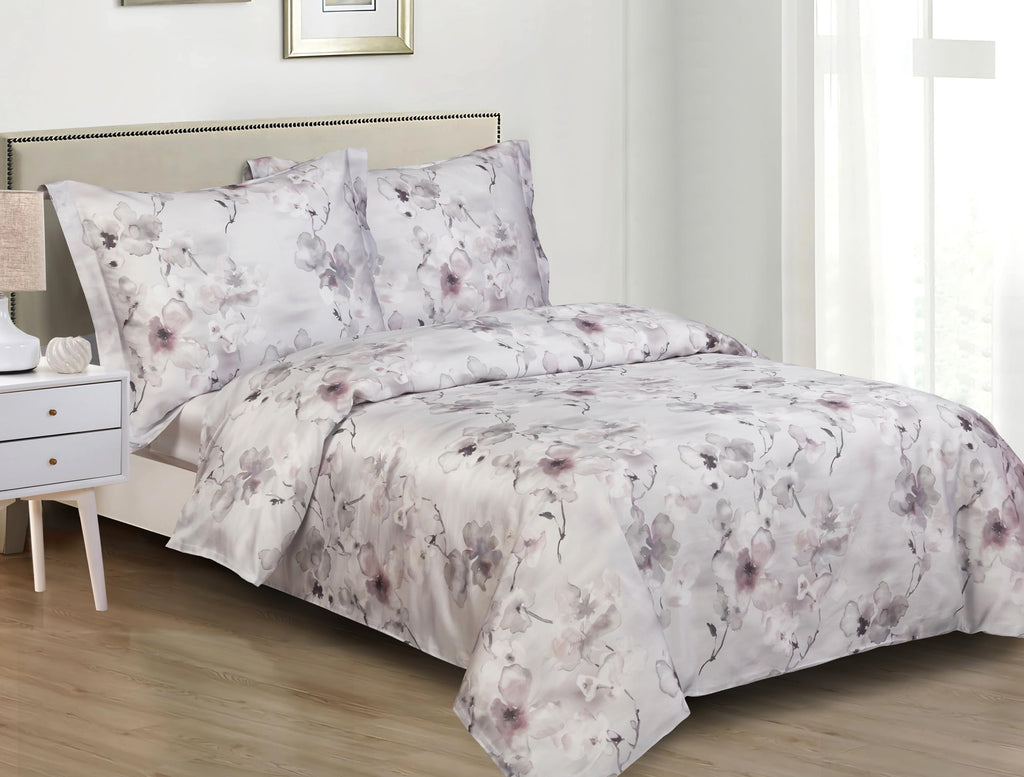 Violet Linen Orchid Cotton Sateen Full Duvet Set, 8-Piece