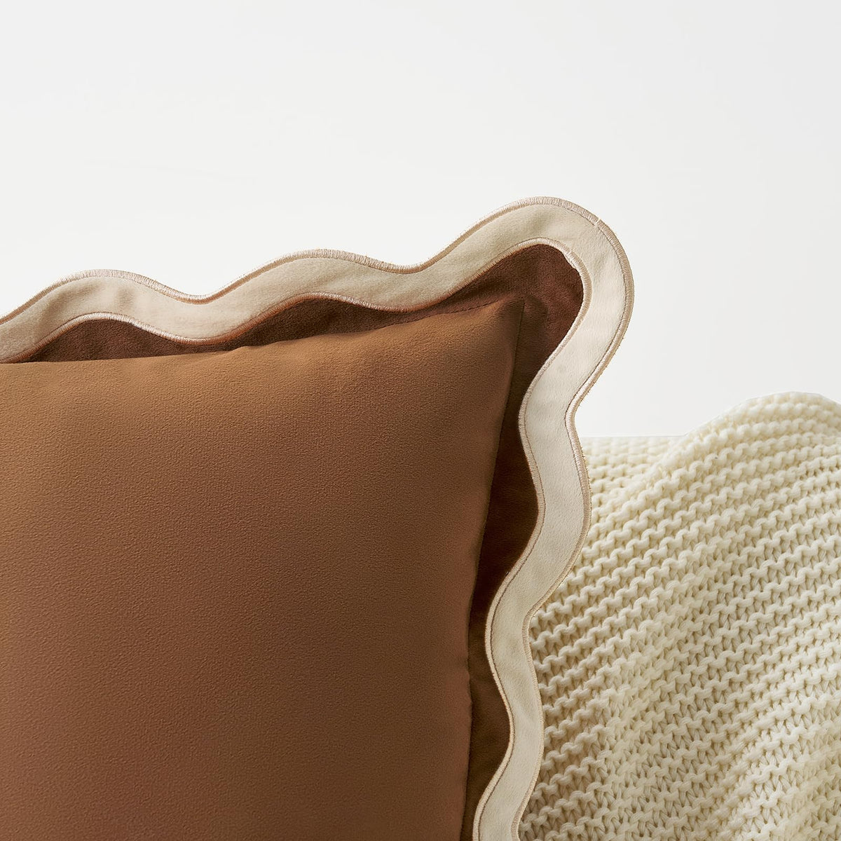 MONDAY MOOSE Velvet Scalloped Throw Pillow Covers, Set of 2