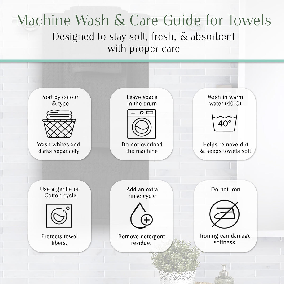 Home Weavers Willow 630 GSM Cotton Washcloths, Set of 6