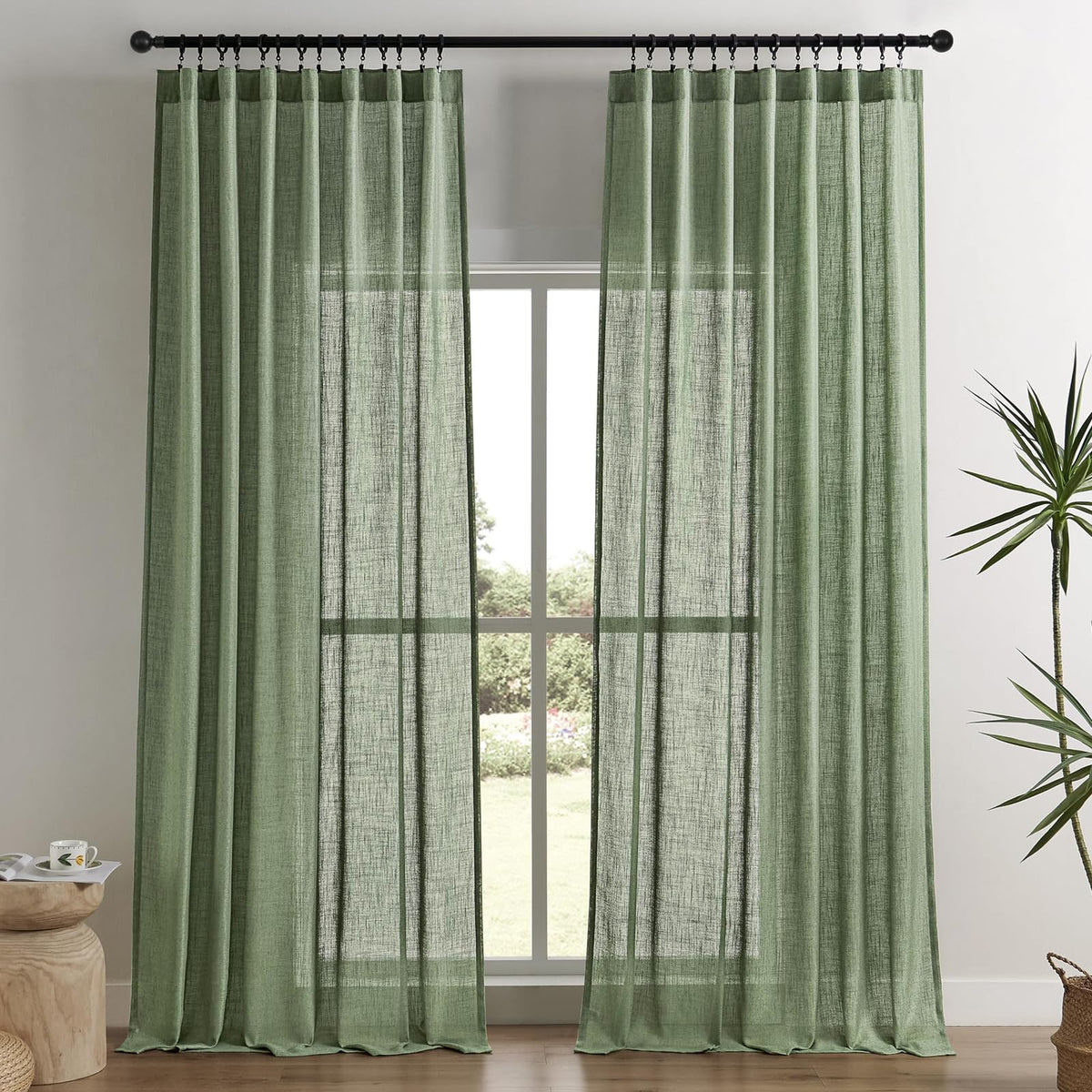 Joydeco ZJM647 Light-Filtering Linen-Blend Curtains