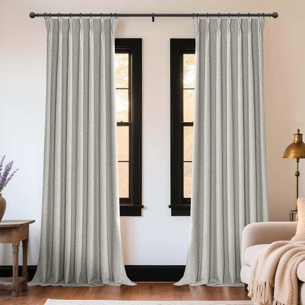 Joydeco ZJM647 Light-Filtering Linen-Blend Curtains