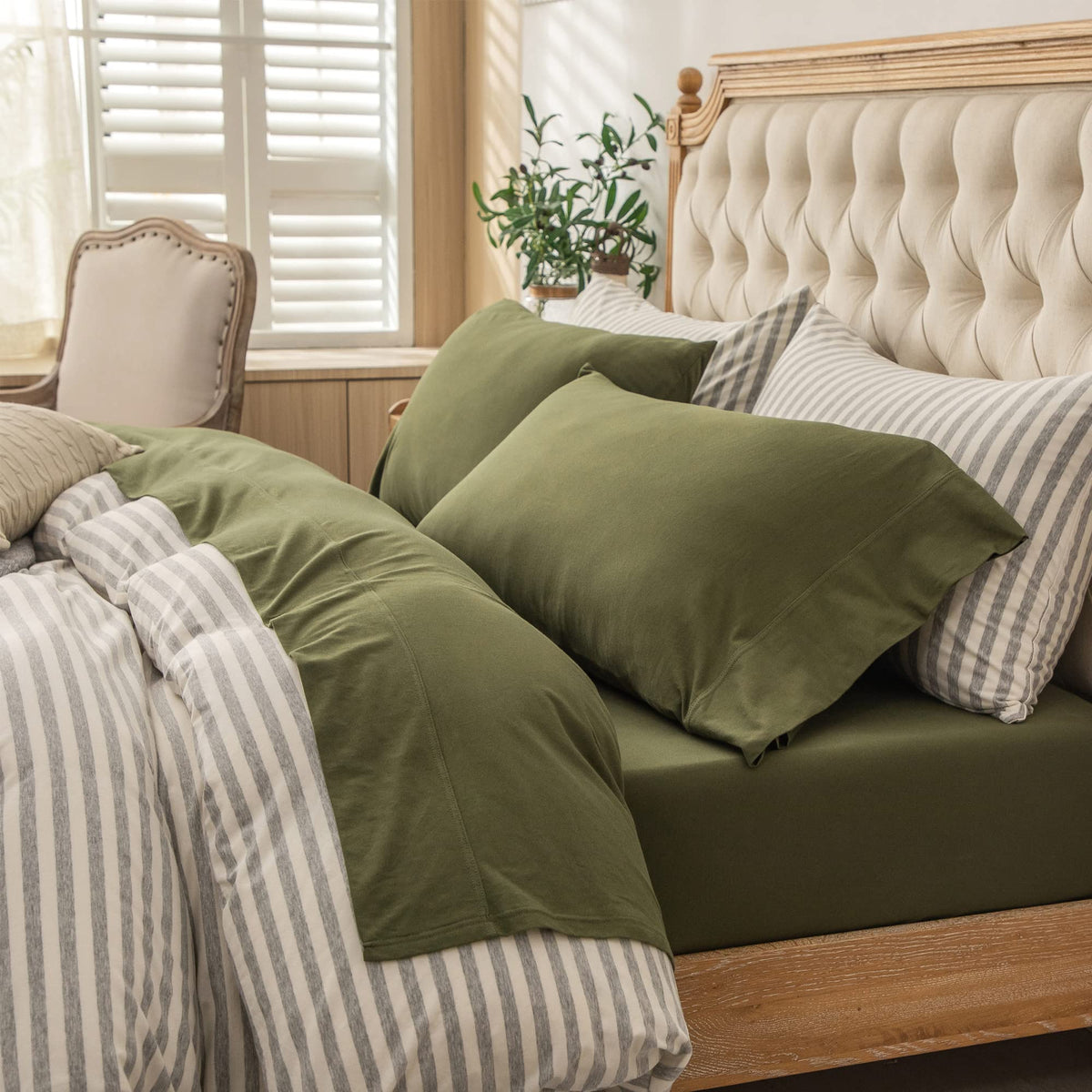 PURE ERA Soft Jersey Knit Cotton Bed Sheet Set