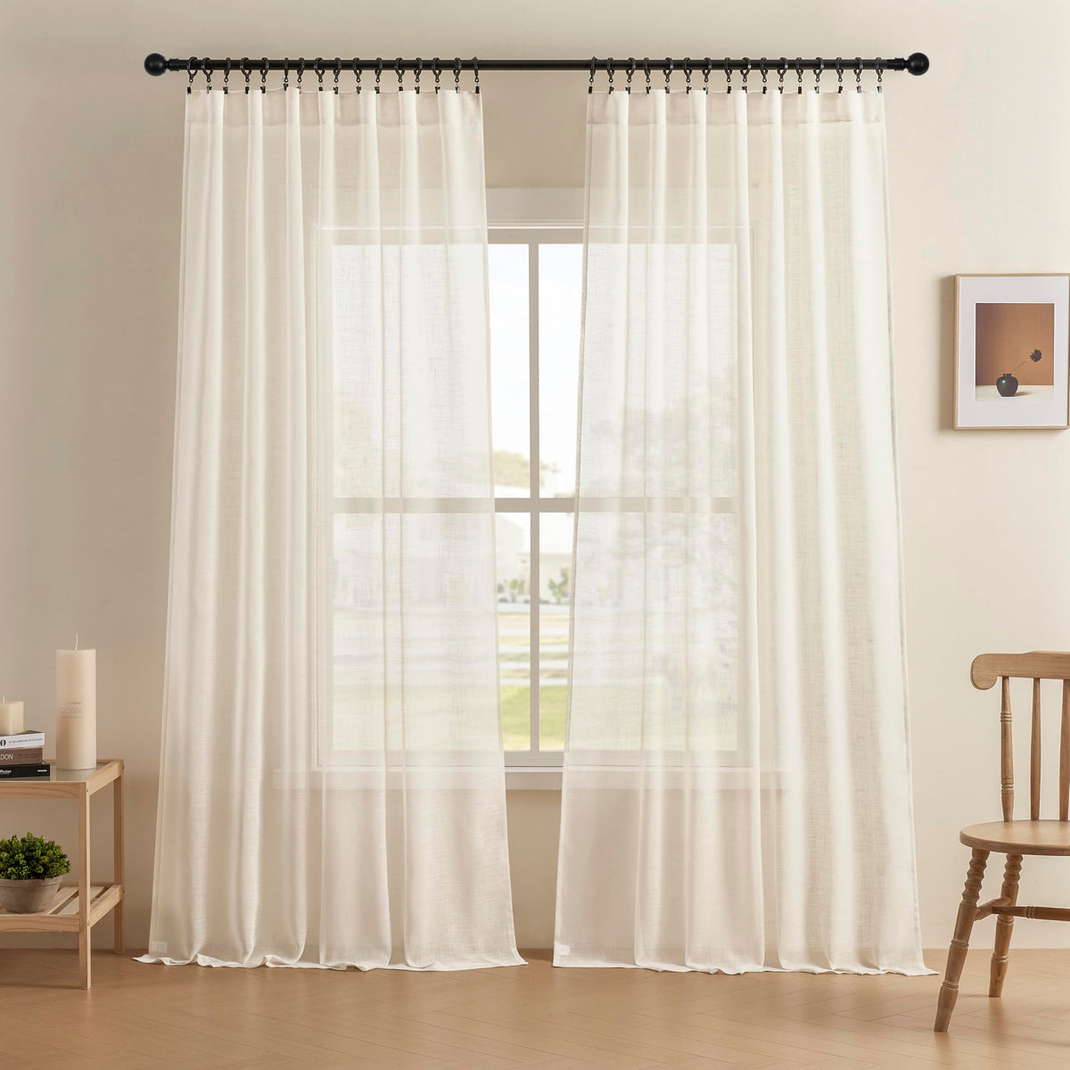 Joydeco ZJM647 Light-Filtering Linen-Blend Curtains