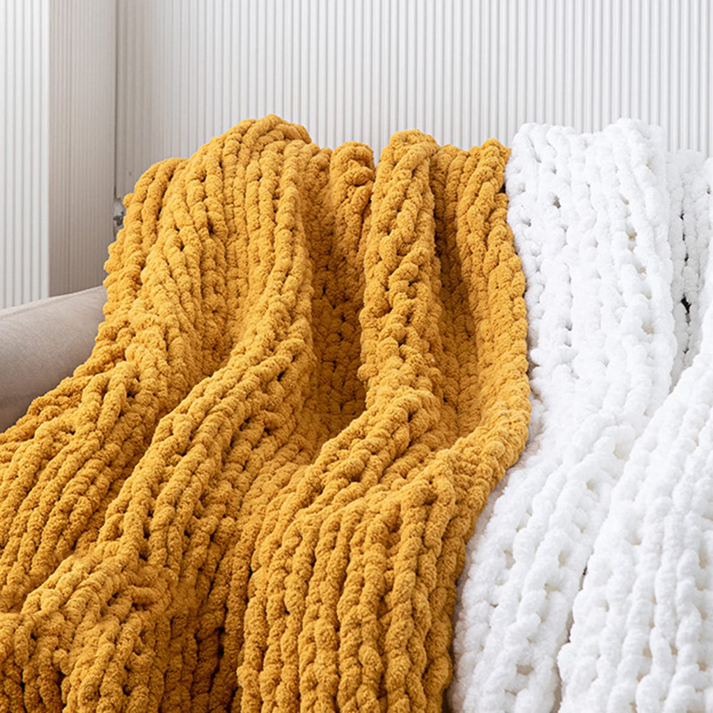 ZDJZMGZ Handmade Chenille Chunky Knit Throw, 120 x 150 cm