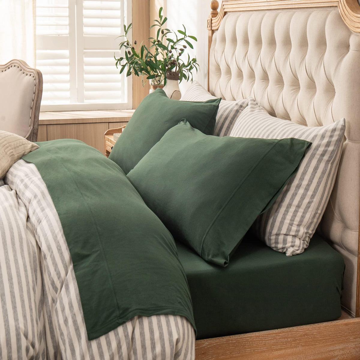 PURE ERA Soft Jersey Knit Cotton Bed Sheet Set