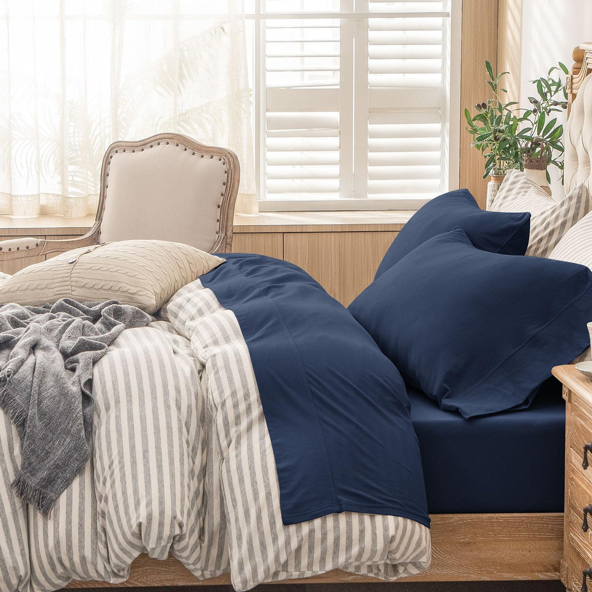 PURE ERA Soft Jersey Knit Cotton Bed Sheet Set