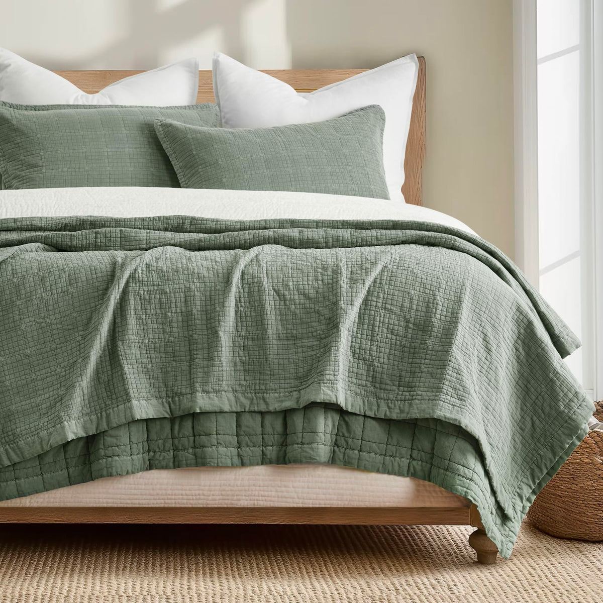 EVERGRACEHOME Stonewashed Cotton Quilt Bedding Set