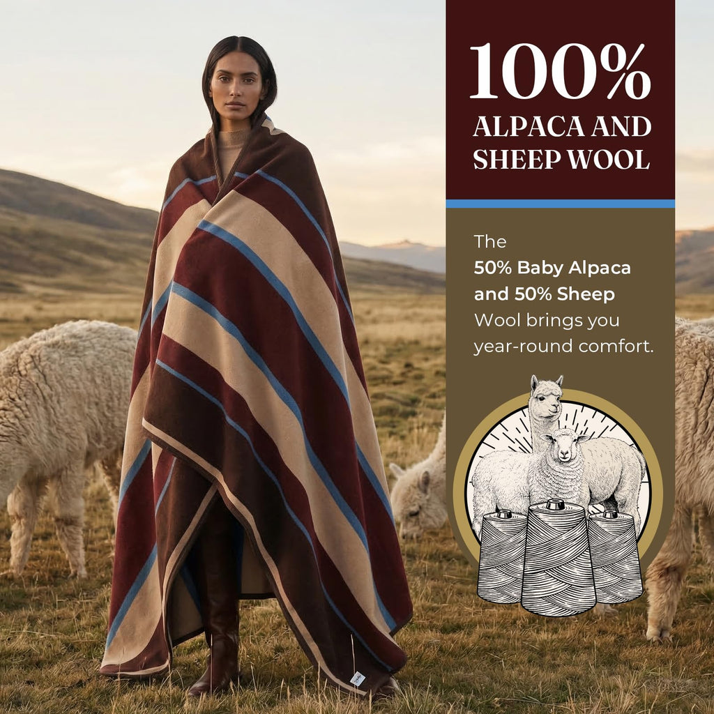 Alpaca Wool Blanket for Bedroom and Living Room