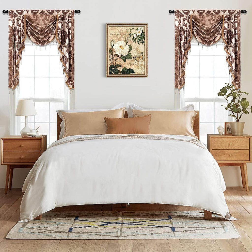 NAPEARL European Jacquard Waterfall Swag Curtain Valance