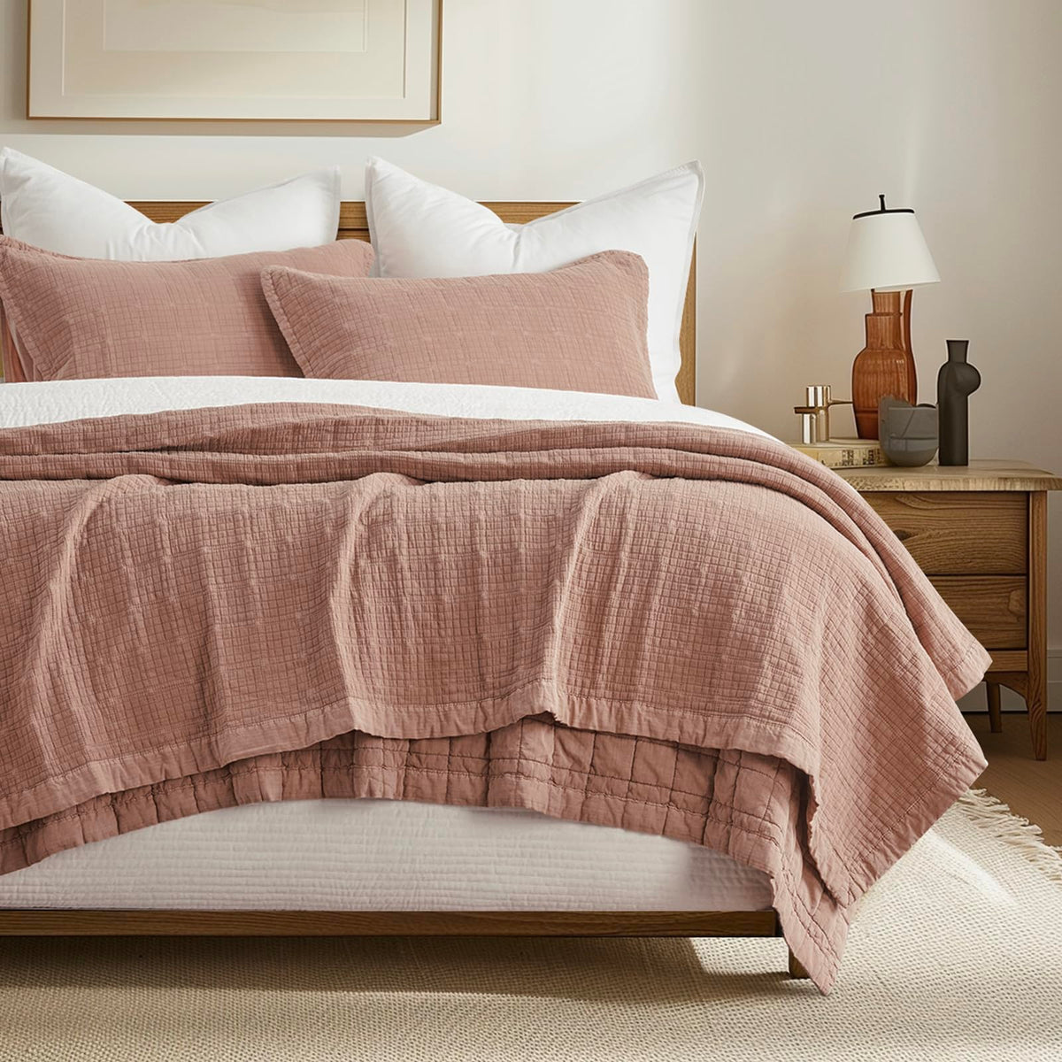 EVERGRACEHOME Stonewashed Cotton Quilt Bedding Set