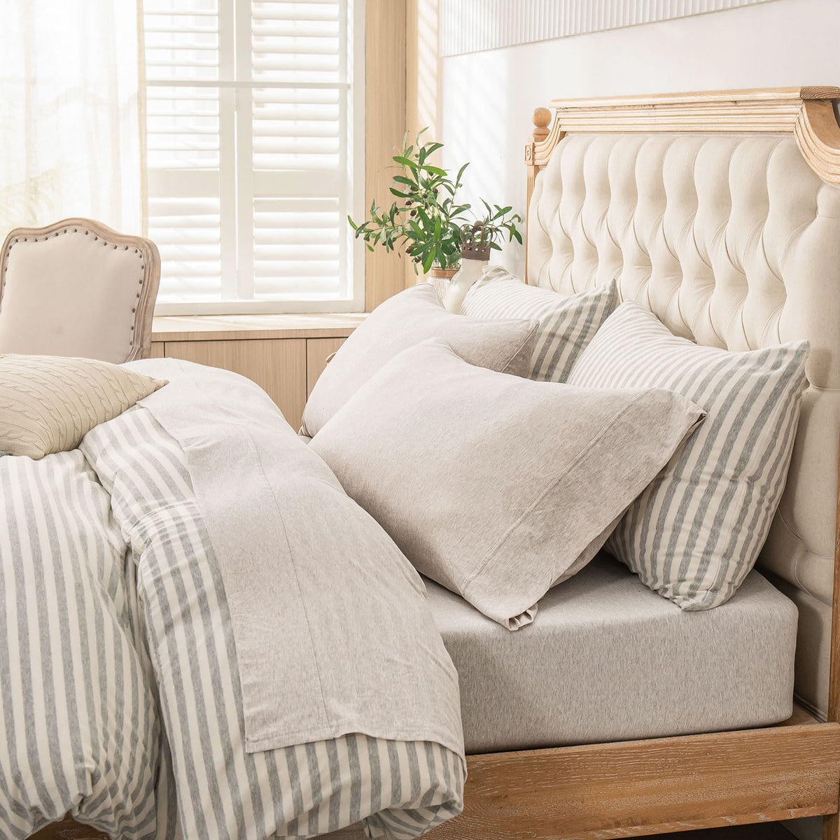 PURE ERA Soft Jersey Knit Cotton Bed Sheet Set