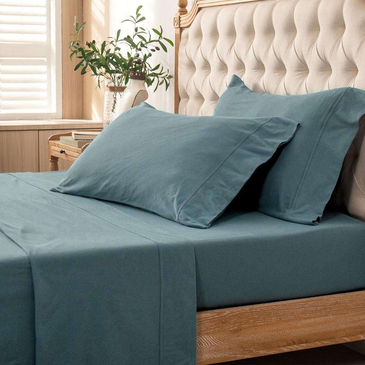 PURE ERA Soft Jersey Knit Cotton Bed Sheet Set