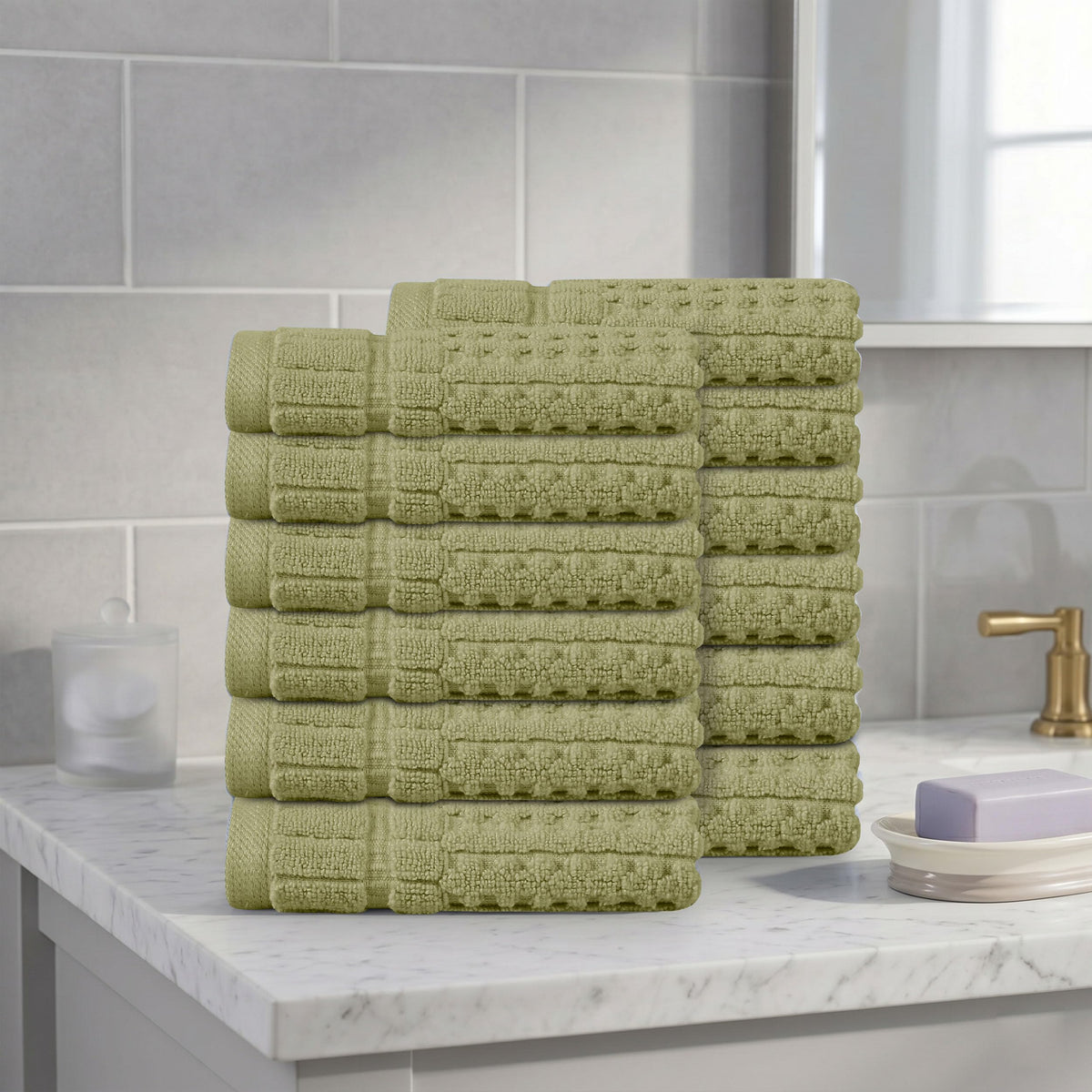 Home Weavers Willow 630 GSM Cotton Washcloths, Set of 6
