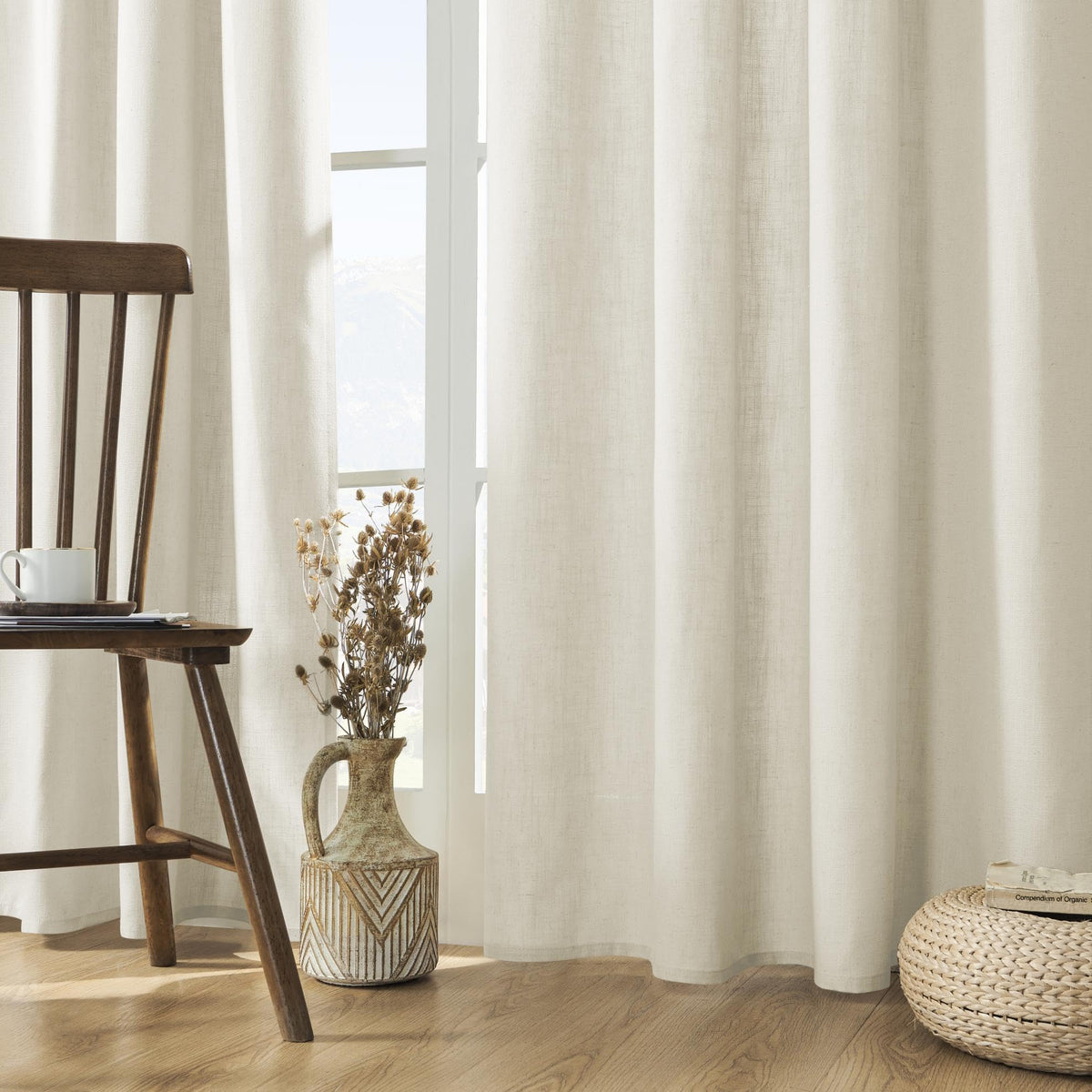 Joydeco ZJM647 Light-Filtering Linen-Blend Curtains