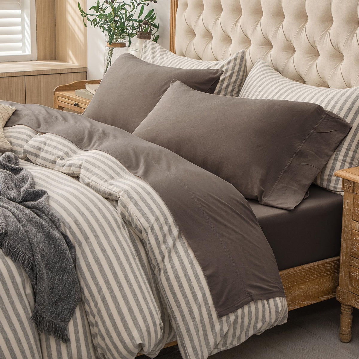 PURE ERA Soft Jersey Knit Cotton Bed Sheet Set