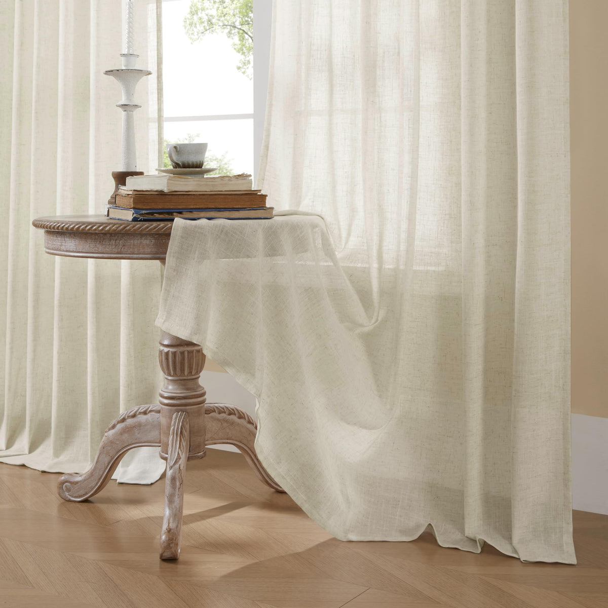 Joydeco ZJM647 Light-Filtering Linen-Blend Curtains
