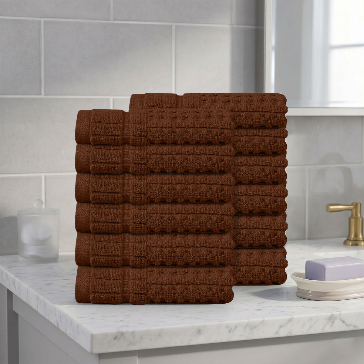 Home Weavers Willow 630 GSM Cotton Washcloths, Set of 6