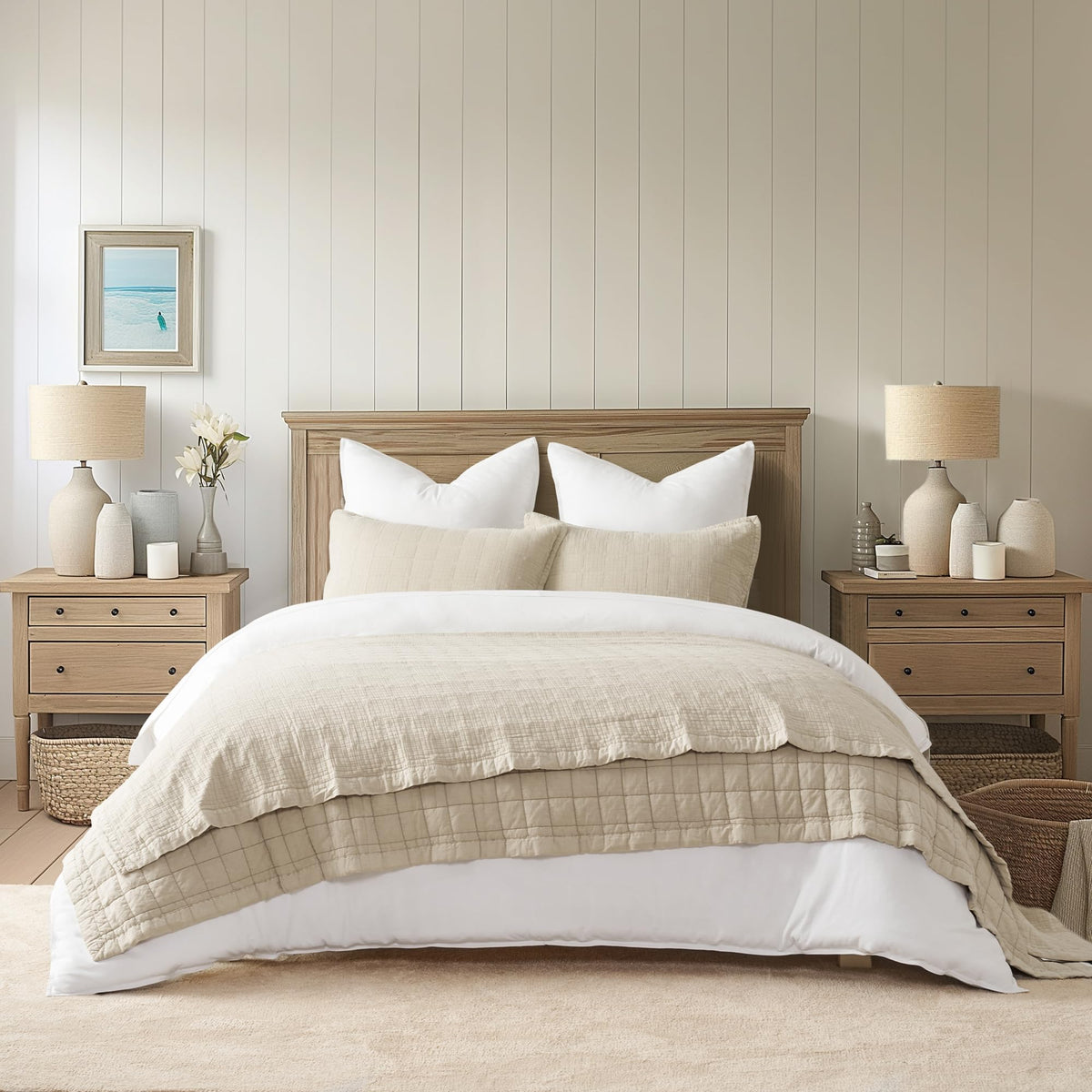 EVERGRACEHOME Stonewashed Cotton Quilt Bedding Set
